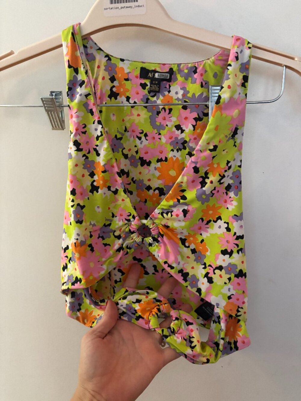 AFRM Floral Print Tie-Front Bodysuit Size S